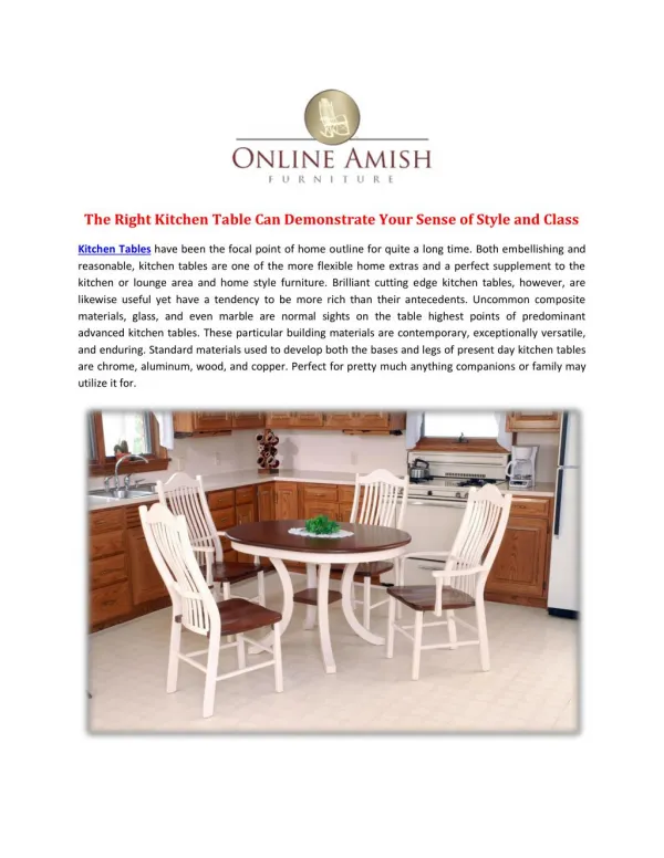 The Right Kitchen Table Can Demonstrate Your Sense of Style and Class