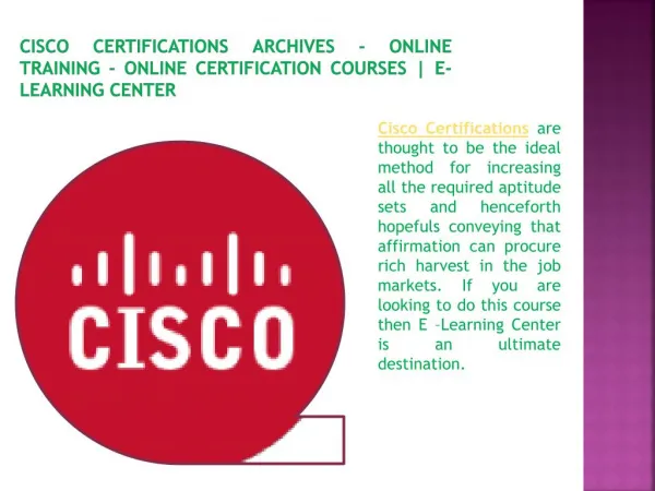 Cisco Certifications Program - Online Training