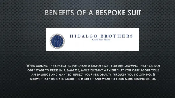 BENEFITS OF A BESPOKE SUIT