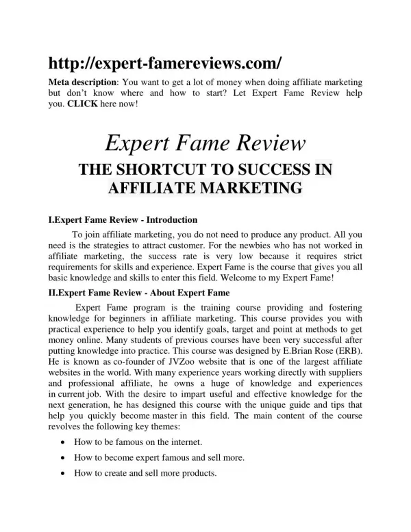EXPERT FAME REVIEW
