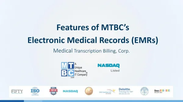 Features of MTBC Electronic Medical Records (EMRs)