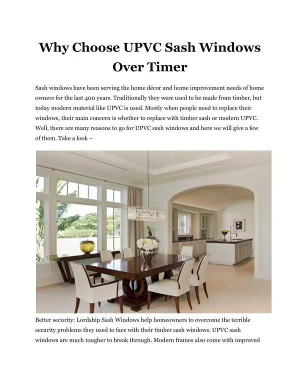 Why Choose UPVC Sash Windows Over Timer