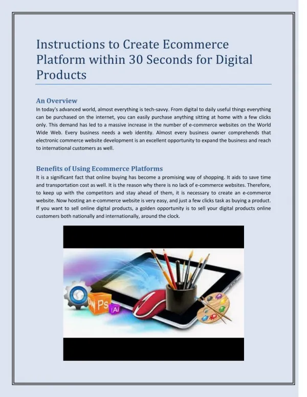 Instructions to Create Ecommerce Platform within 30 Seconds for Digital Products