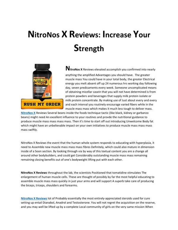NitroNos X Reviews: Increase Your Strength