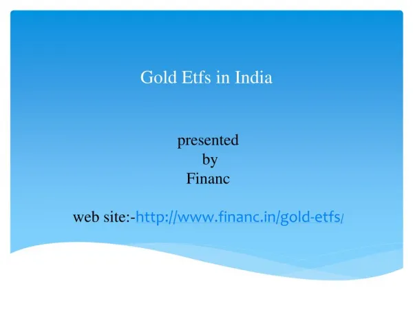Gold etfs in india