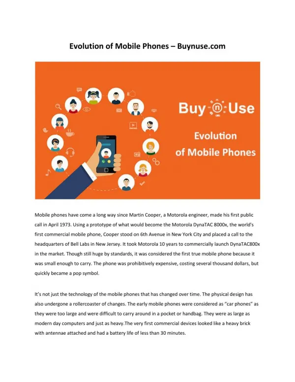 Evolution of mobile phones - Buynuse.com