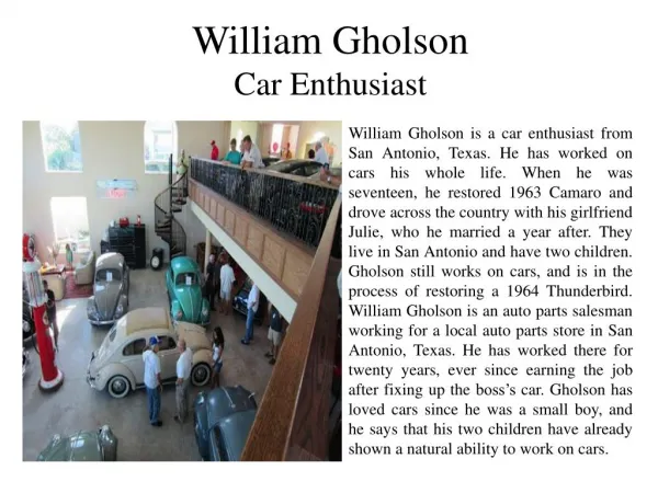 William Gholson Car Enthusiast