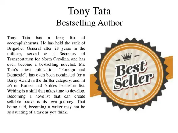 Tony Tata Bestselling Author