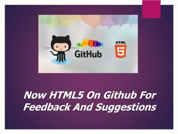 Now HTML5 On Github For Feedback And Suggestions