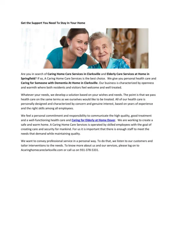 Caring For Elderly at Home Dover
