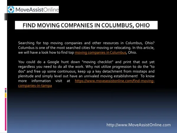 Are Your Searching for Moving Companies in Columbus?