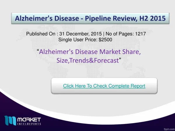 Key Factors for Alzheimer's Disease Market 2015