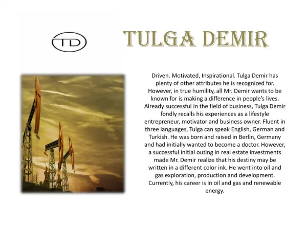 Tulga Demir & His Passion for Energy