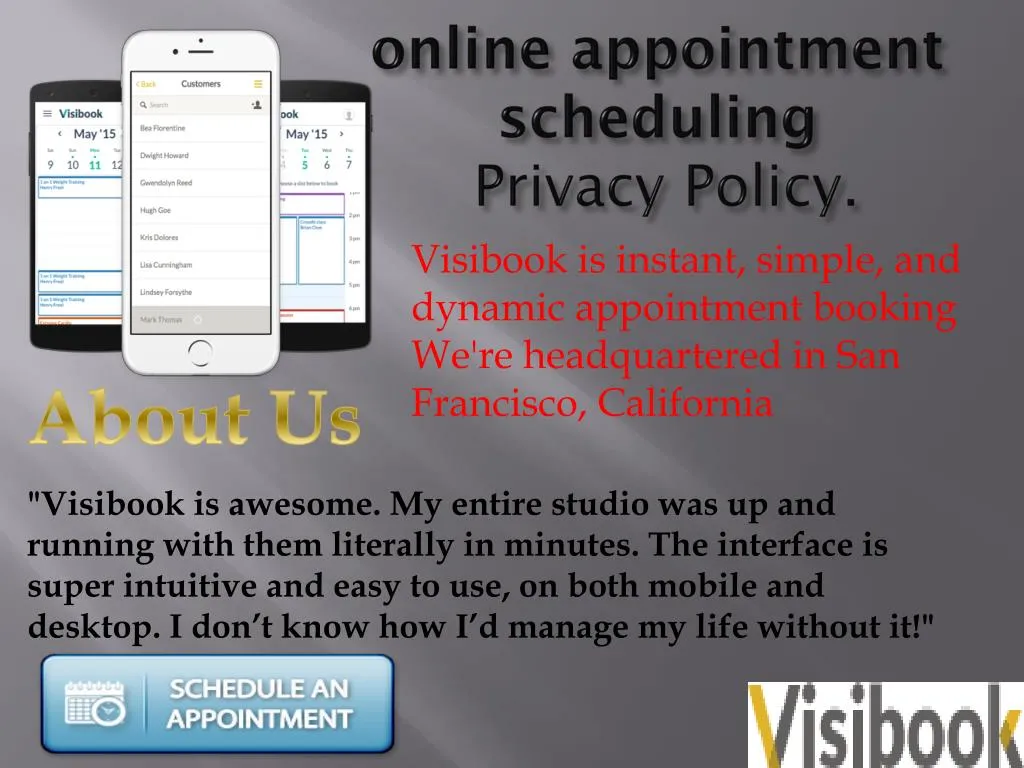 online appointment scheduling privacy policy