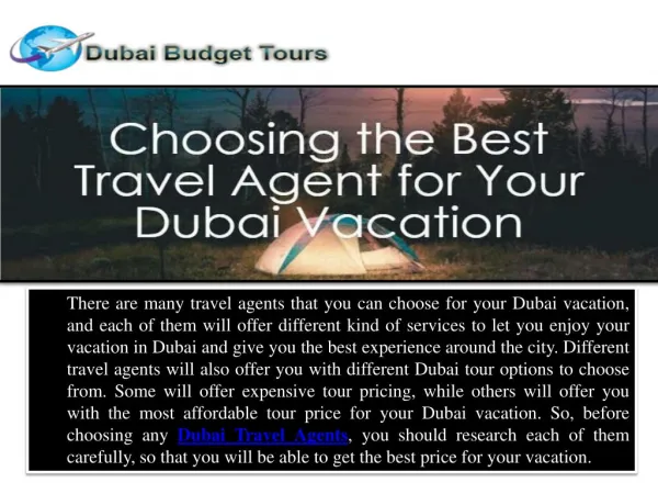 Choosing the Best Travel Agent for Your Dubai Vacation