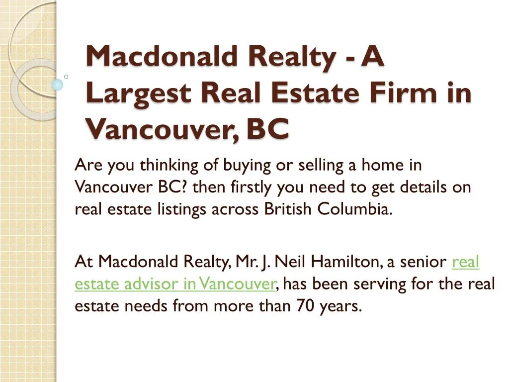 macdonald realty a largest real estate firm in vancouver bc