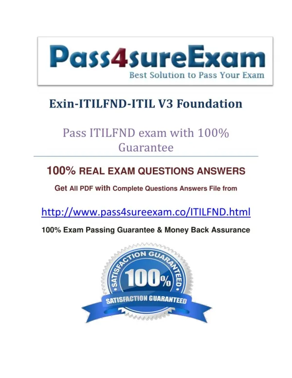 Pass4sure ITILFND Exam