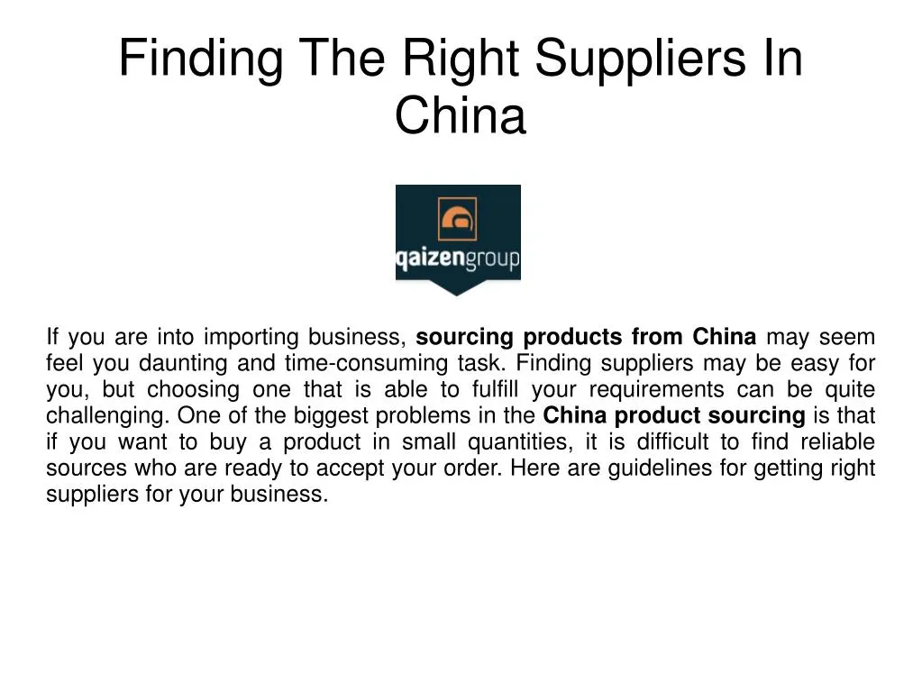 finding the right suppliers in china