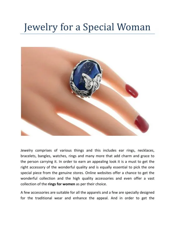 Jewelry for a Special Woman