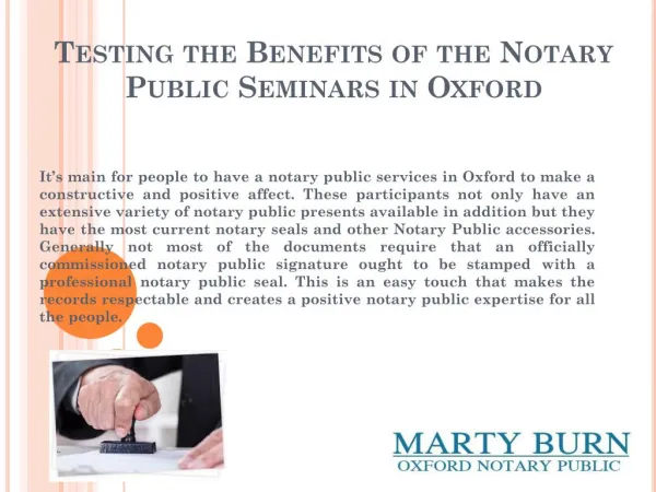 Testing the Benefits of the Notary Public Seminars in Oxford