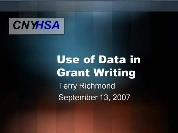 Use of Data in Grant Writing