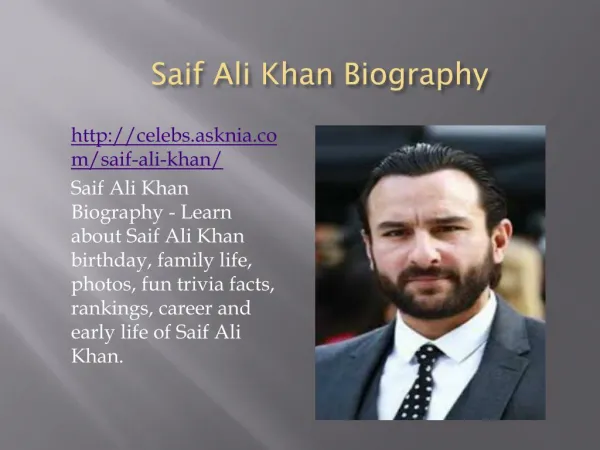 Saif Ali Khan Biography | Biography Of Saif Ali Khan