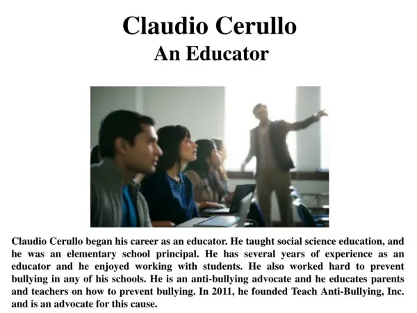 Claudio Cerullo An Educator