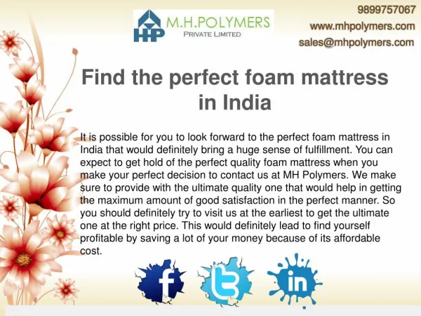 Find the perfect foam mattress in India