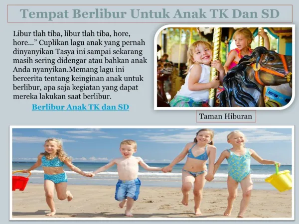 tempat berlibur untuk anak tk dan sd