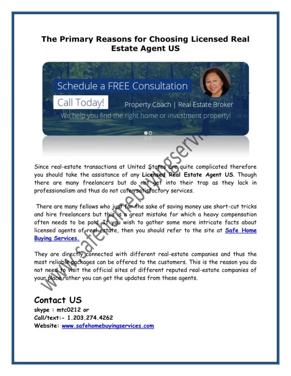 The Primary Reasons for Choosing Licensed Real Estate Agent US