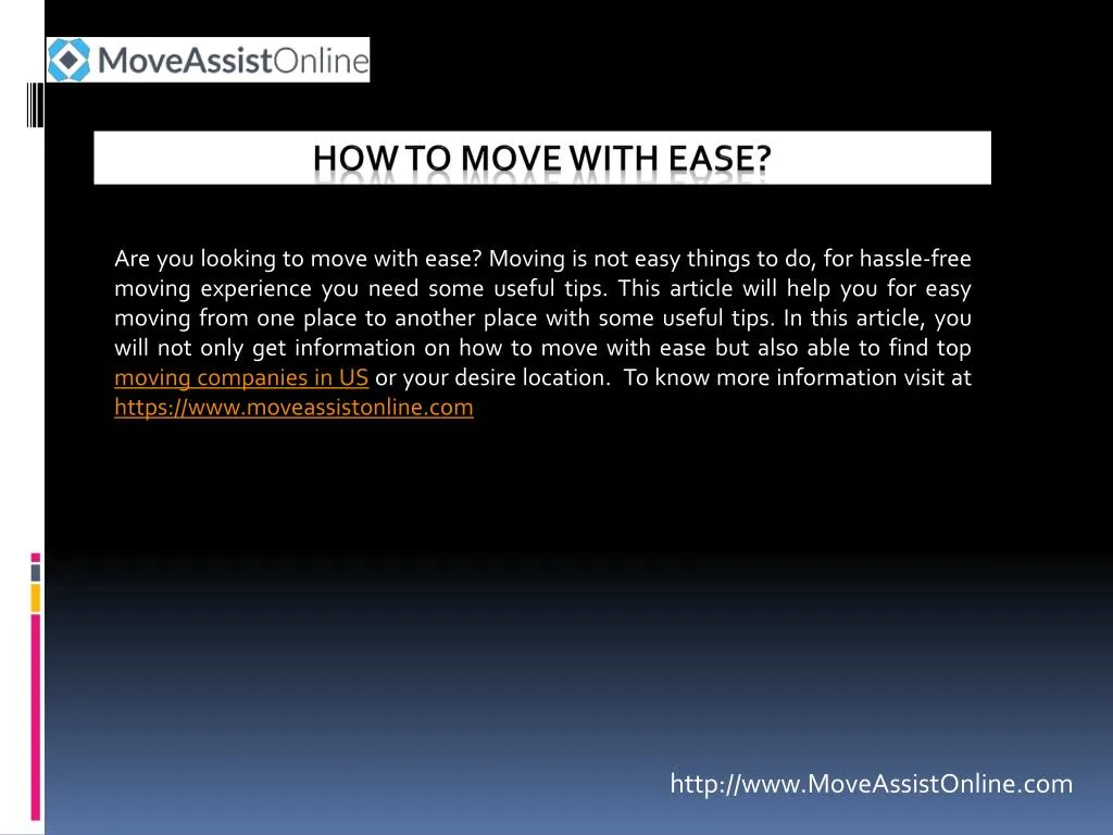 how to move with ease