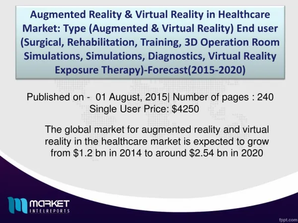 Augmented Reality & Virtual Reality in Healthcare Market Analysis to 2020
