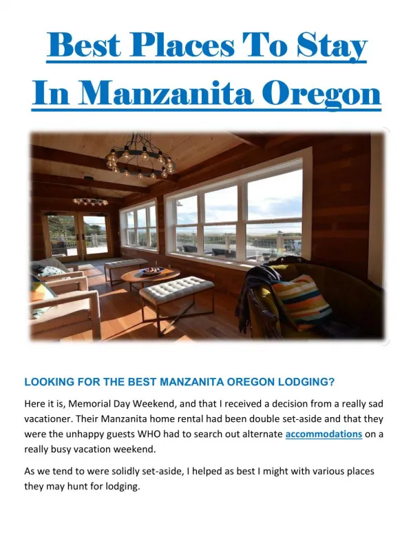 Best Places To Stay In Manzanita Oregon