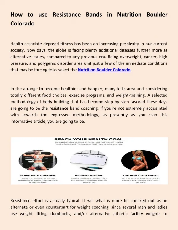 Resistance bands Nutrition in Boulder Colorado