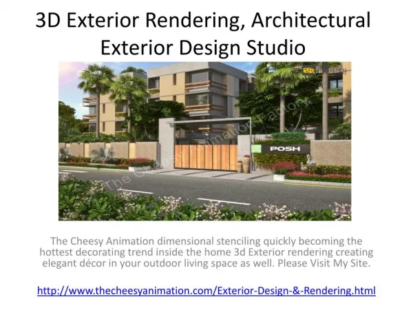 3D Exterior Rendering, Architectural Exterior Design Studio