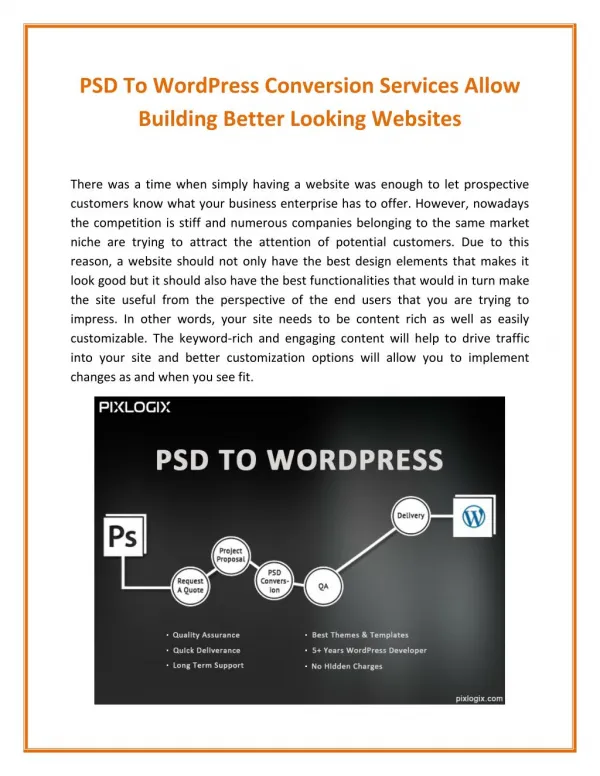 PSD to WordPress Conversion Services Allow Building Better Looking Websites