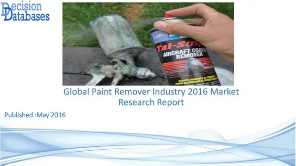 Global Paint Remover Industry: Market research, Company Assessment and Industry Analysis 2016