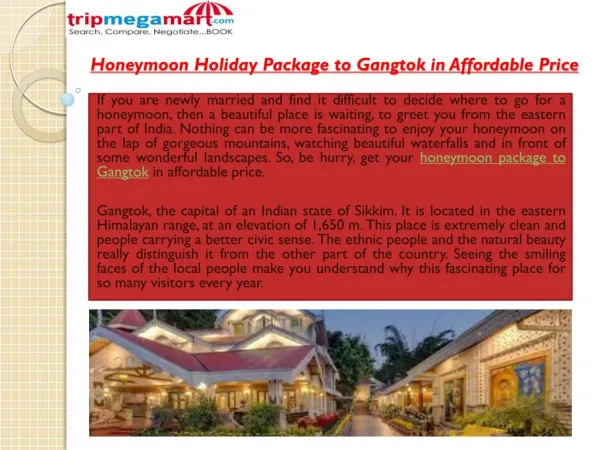 Honeymoon Holiday Package to Gangtok in Affordable Price