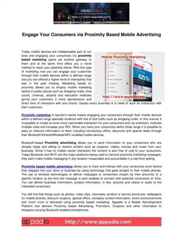 Proximity Based Mobile Advertising