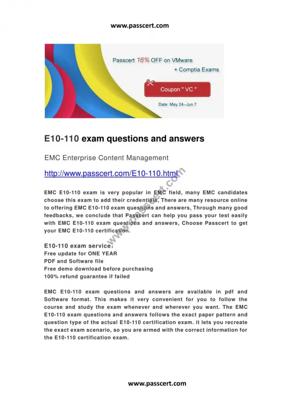 EMC E10-110 exam questions