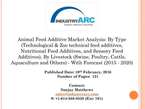 Global Animal Feed Additives Market 2020 - Professional and in-depth study by INDUSTRYARC