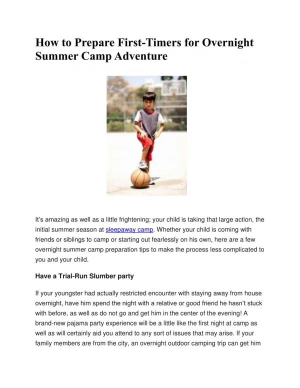 How To Prepare First-Timers For Overnight Summer Camp Adventure