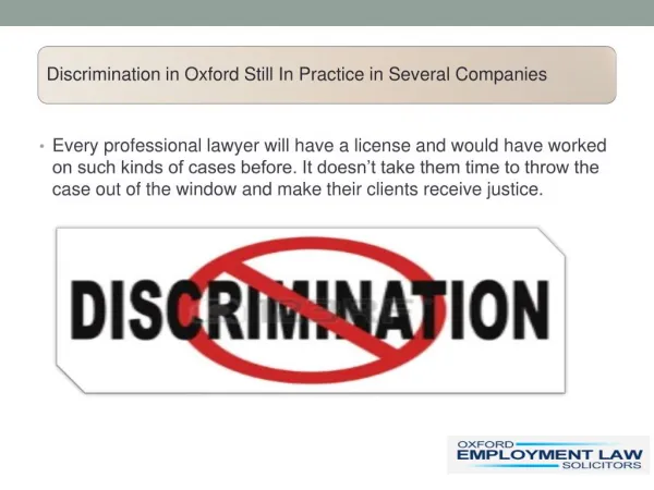 Discrimination in Oxford Still In Practice in Several Companies