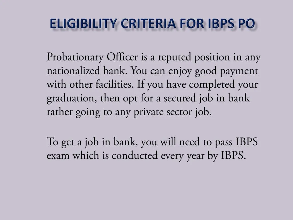 eligibility criteria for ibps po