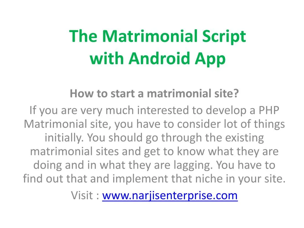the matrimonial script with android app