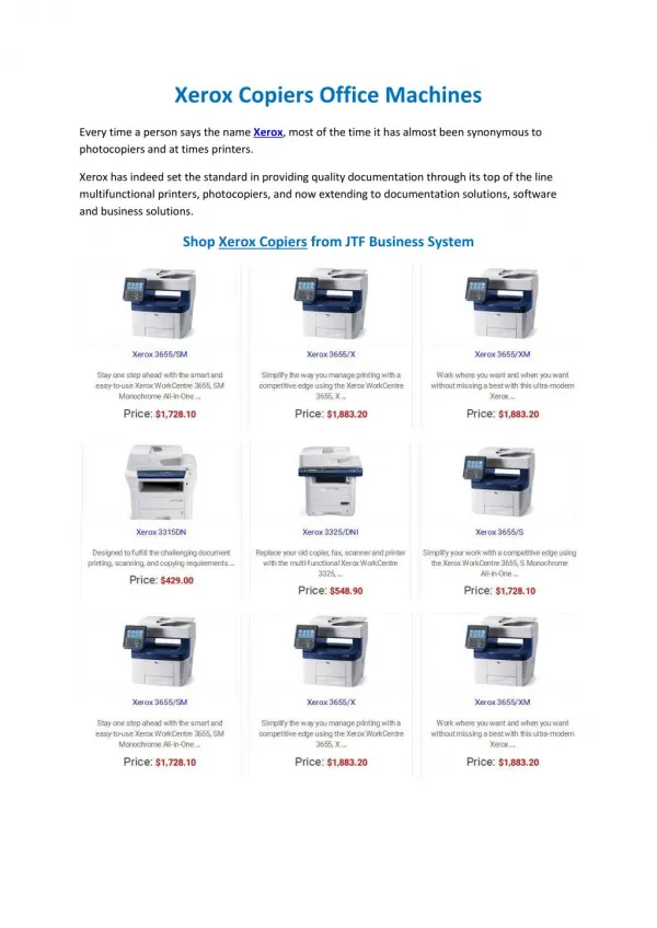 Xerox Copiers Office Machines