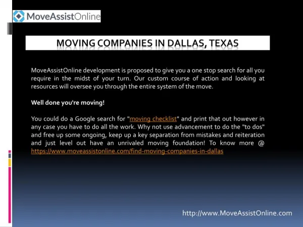 Find Top Moving Companies in Dallas, Texas