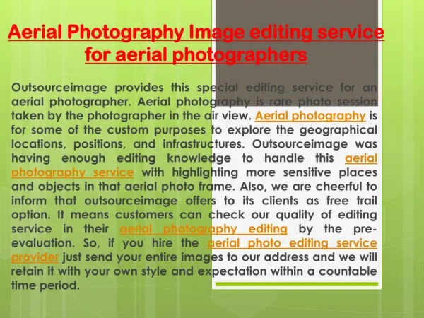 Aerial Photo editing service for cheap cost