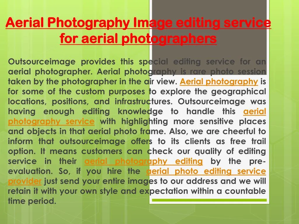 aerial photography image editing service for aerial photographers