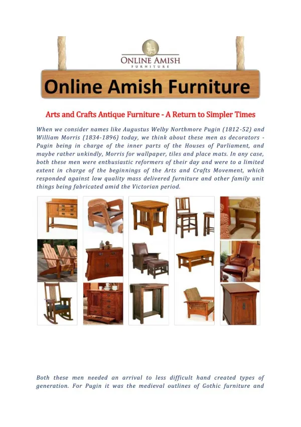 Arts and Crafts Antique Furniture - A Return to Simpler Times